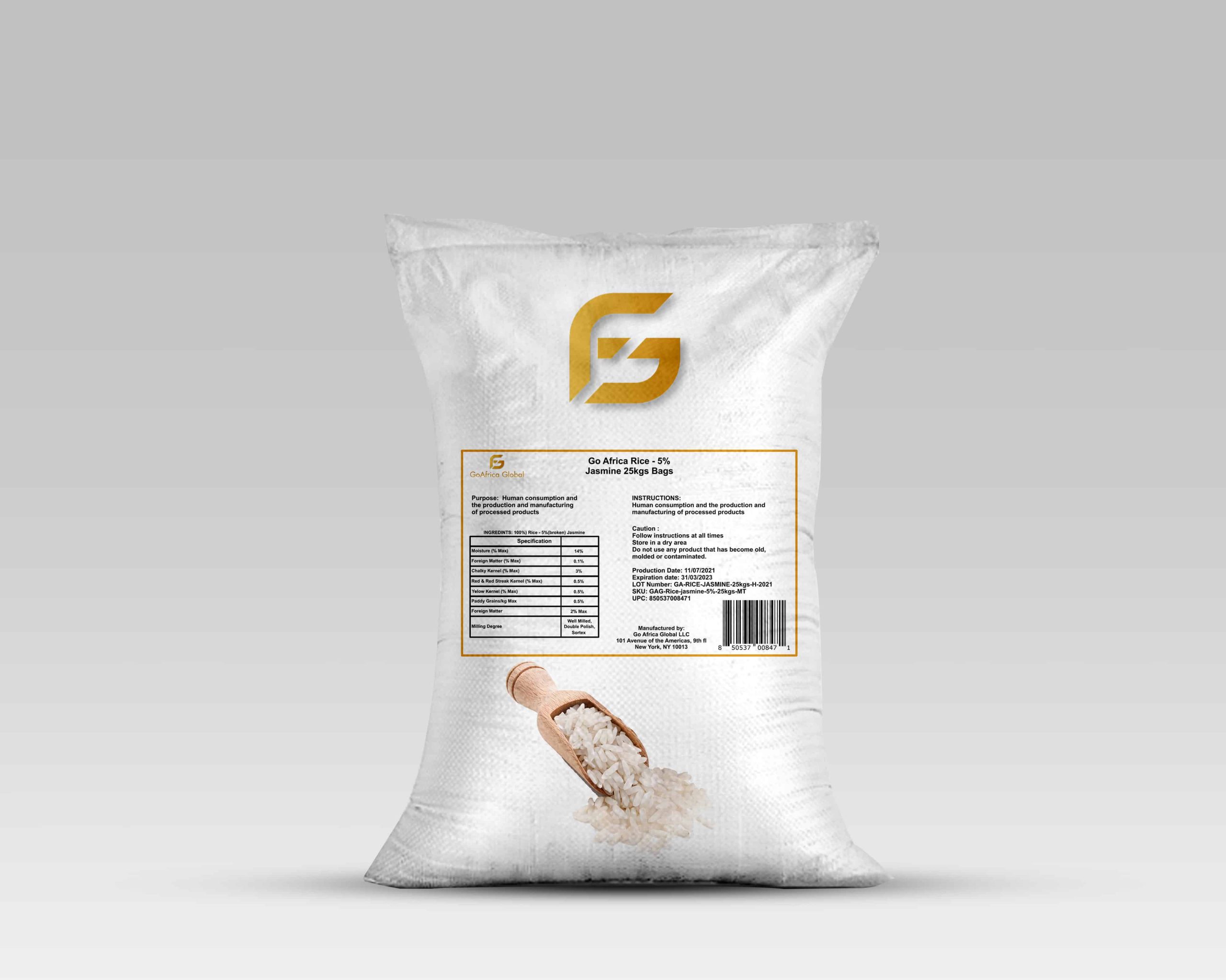 Go Africa® Rice - 5% jasmine 25kgs Bags (Sold per MT) - Image 10