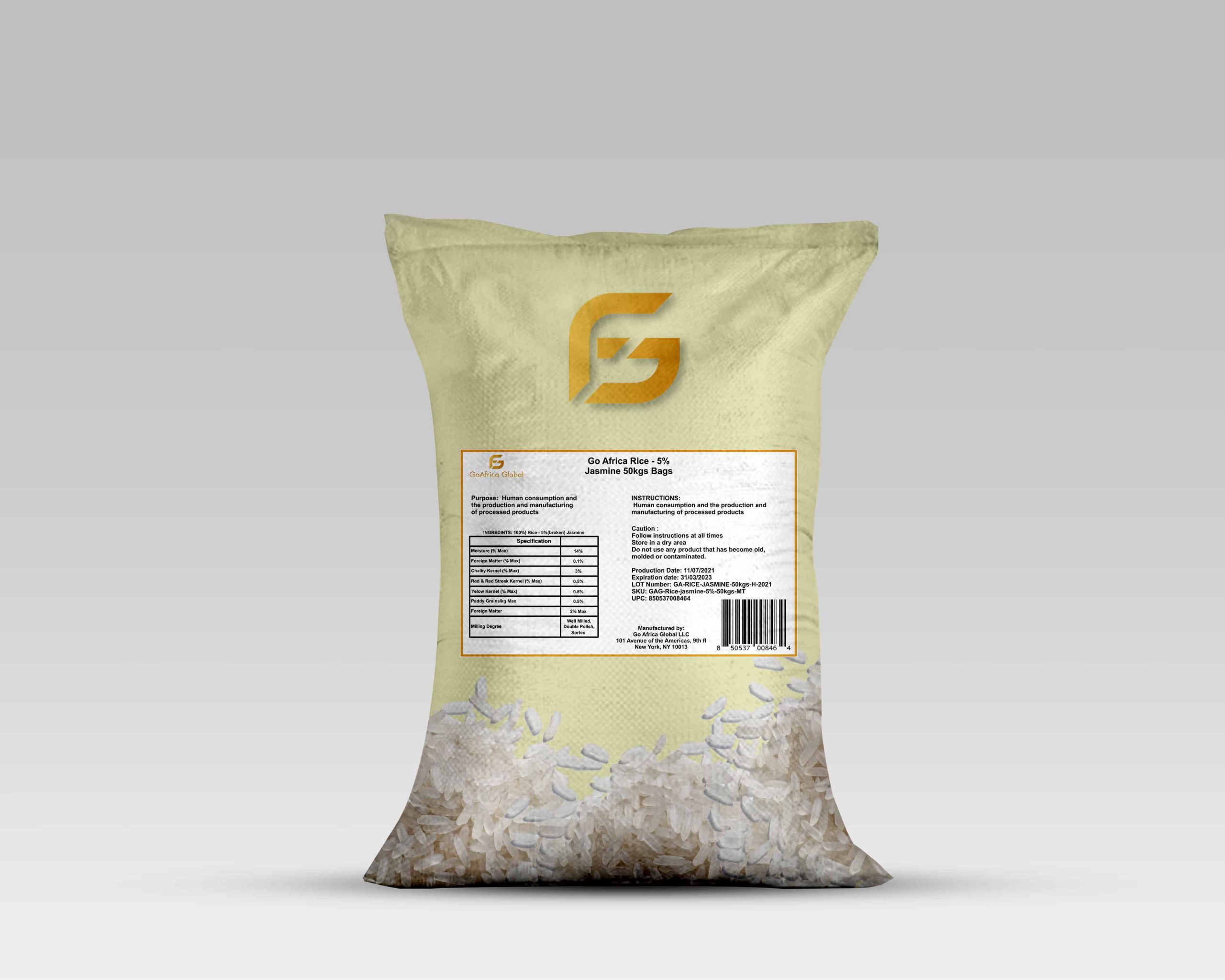 Go Africa® Rice - 5% jasmine 25kgs Bags (Sold per MT) - Image 11